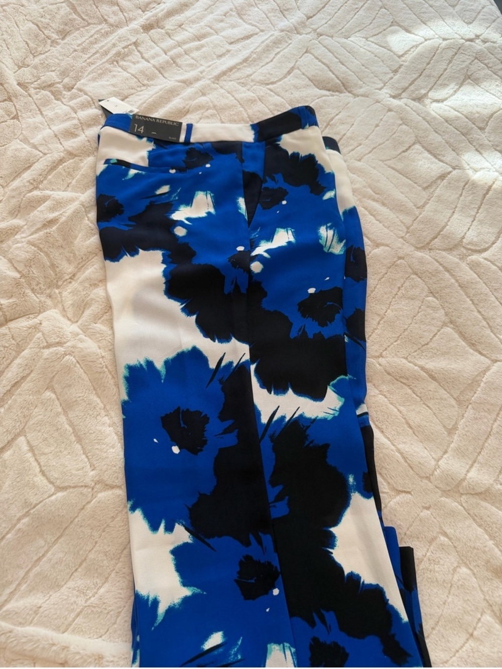 Banana Republic Blue and Black Floral Trousers